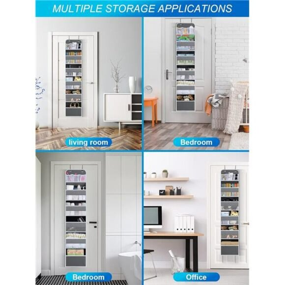 Over Door Hanging Organizer 6 Shelf Storage with 8 Pockets for Bathroom - Picture 6 of 7